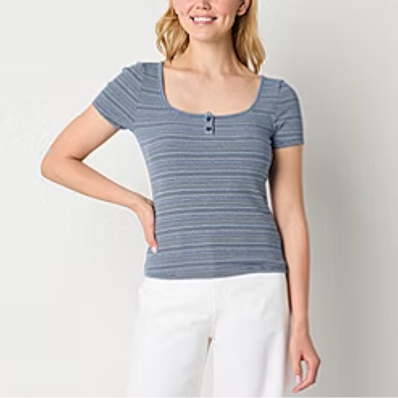 A.N.A Striped Short-Sleeve Top - Picture 1 of 7